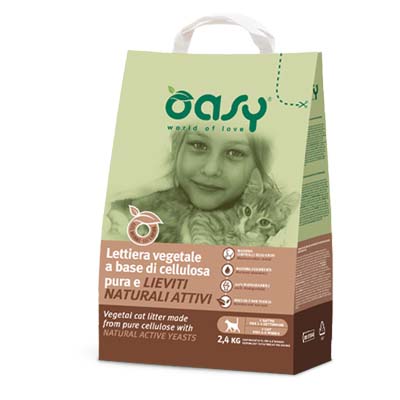 Lettiera Oasy con cellulosa pura e lieviti naturali