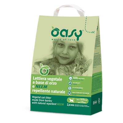 Lettiera Oasy con orzo e neem